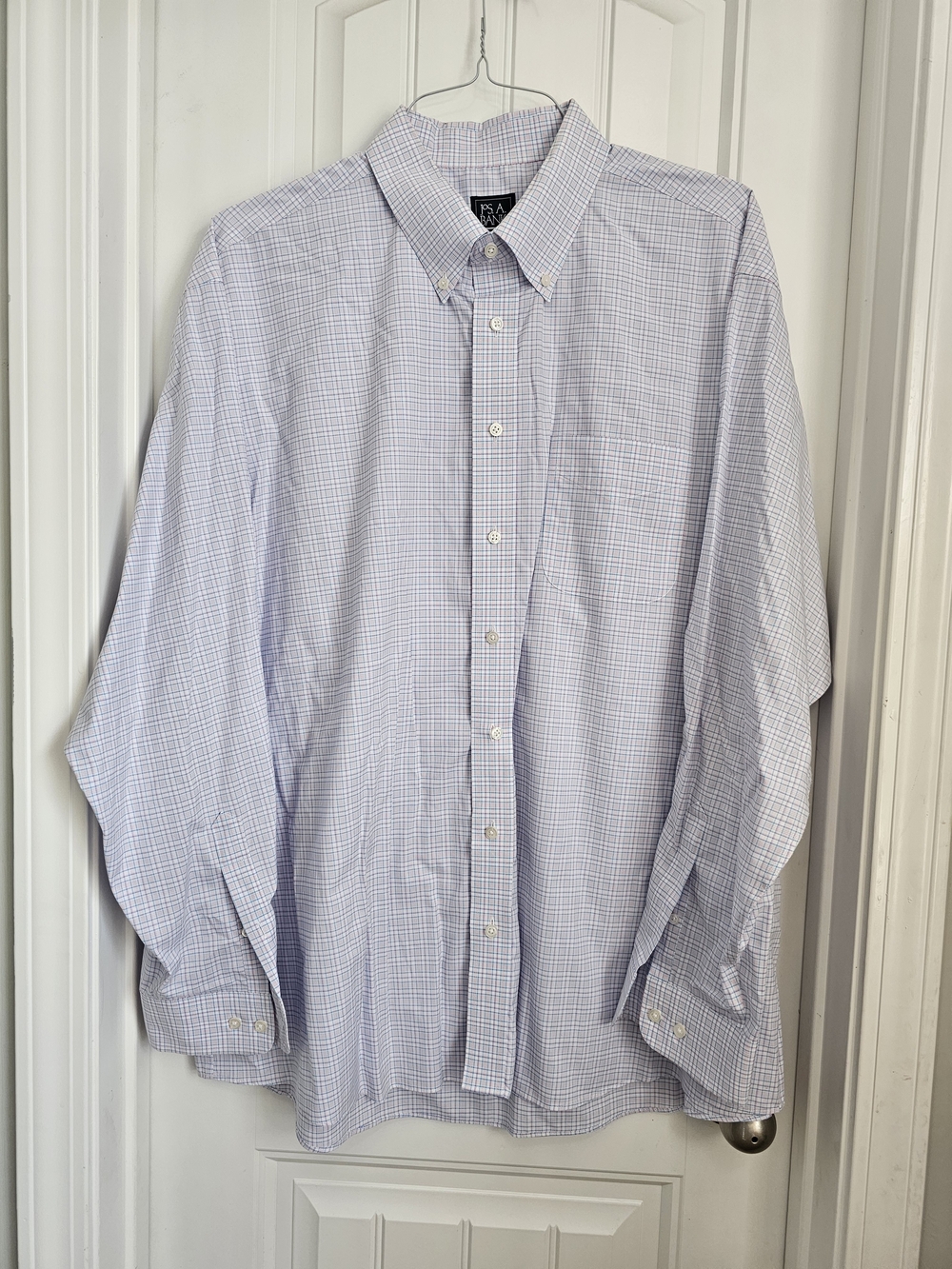 Jos. A. Bank Light Blue and White Micro-Check Dress Shirt